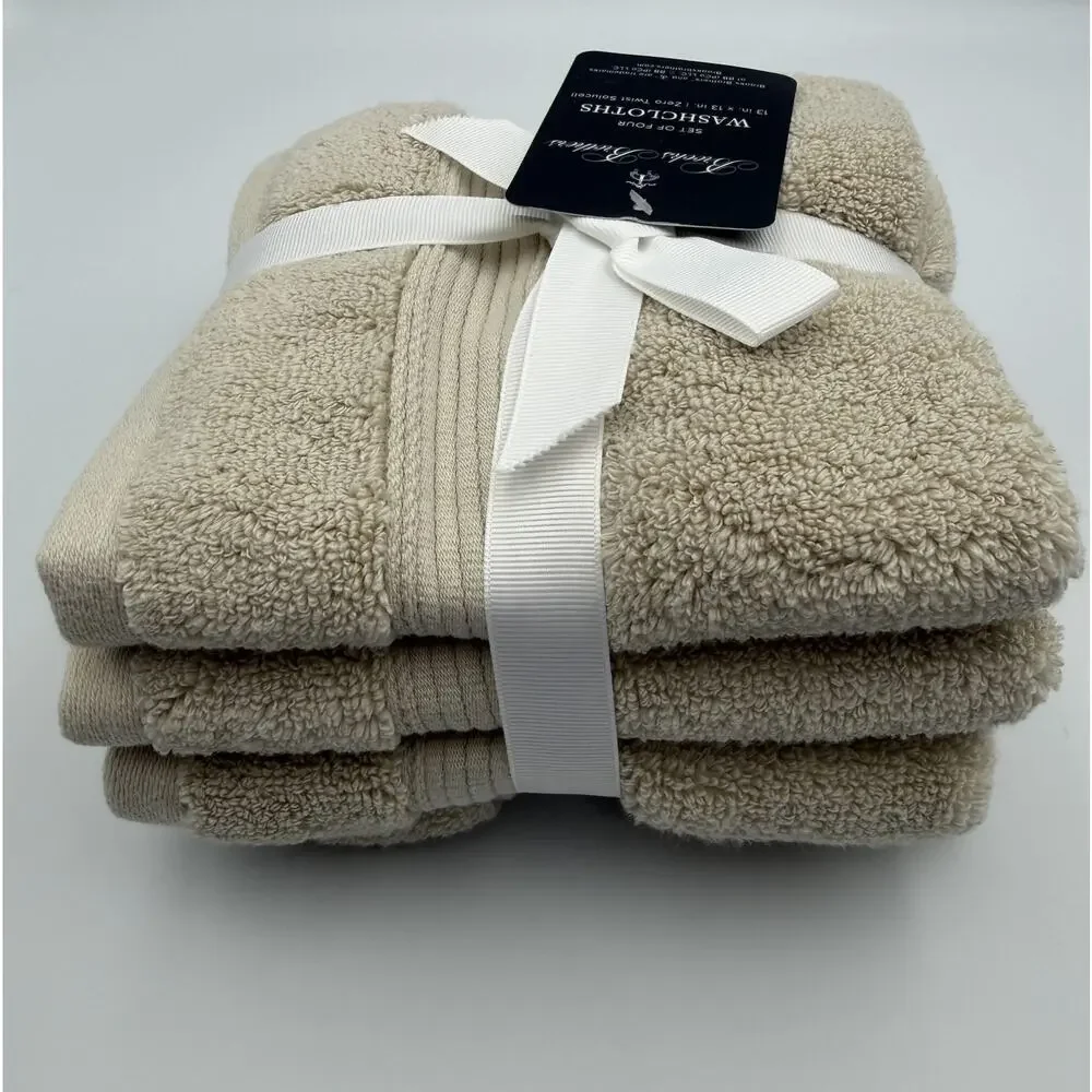 Brooks Brothers Washcloths Set of 4 Beige Stone Zero Twist Solucell 13